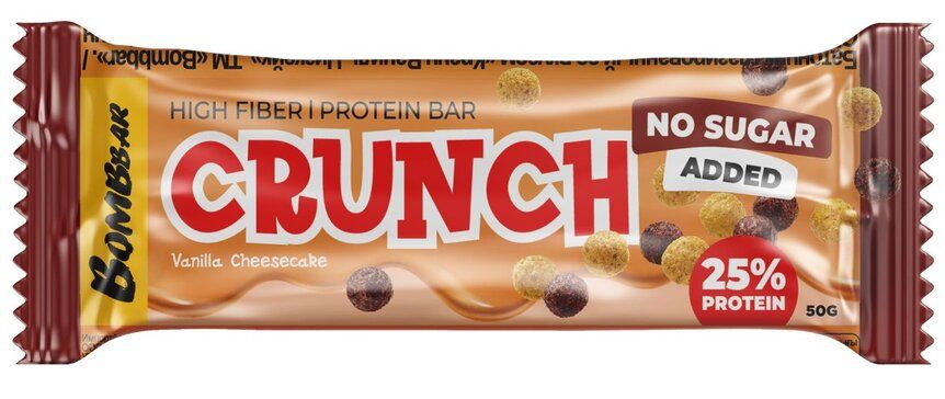 фото упаковки Bombbar Crunch Батончик протеиновый глазированный Ванильный чизкейк