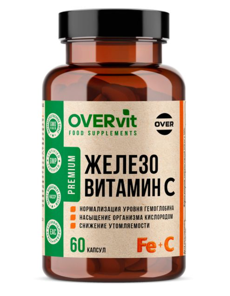 фото упаковки OVERvit Железо+Витамин С, капсулы, 60 шт. фото упаковки OVERvit Железо+Витамин С