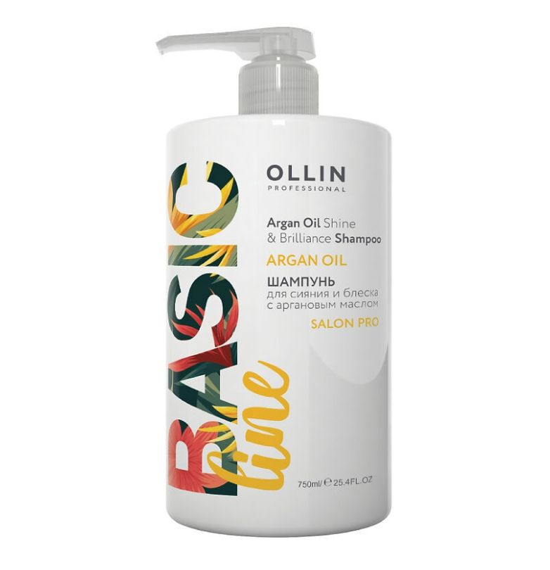 фото упаковки Ollin Prof Basic Line Шампунь для сияния и блеска с аргановым маслом