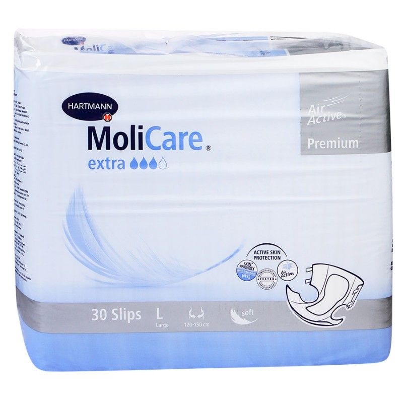 MoliCare Premium Extra soft Подгузники воздухопроницаемые, Large L (3), 120-150см, 30 шт.