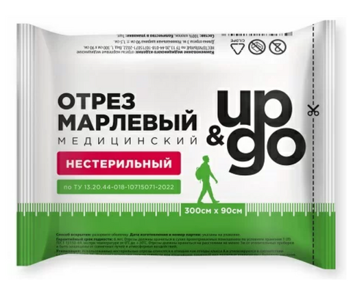 Отрез марлевый медицинский UP&GO, 3мх90см, нестерильный, 1 шт.