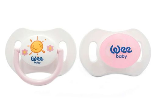 WeeBaby Соска-пустышка силиконовая ортодонтическая День-Ночь, для детей с 6 месяцев, соска-пустышка, розовая, 2 шт.