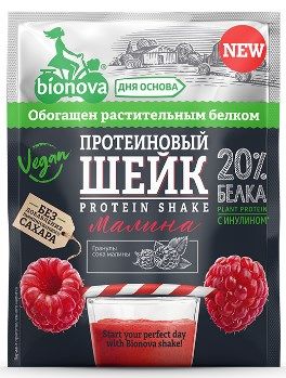 Bionova Шейк протеиновый с малиной, порошок для приготовления напитка, 25 г, 1 шт.