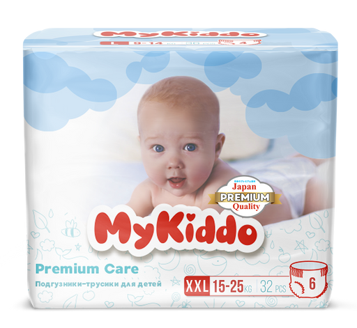 MyKiddo Premium трусики-подгузники детские, XXL, 15-25кг, 32 шт.