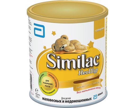 Similac НеоШур, смесь молочная сухая, для детей от 0 до 6 месяцев, 370 г, 1 шт.