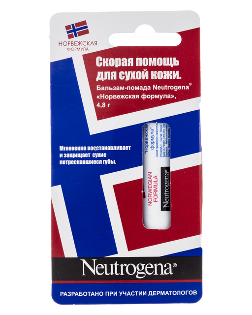 Neutrogena Норвежская формула Бальзам-помада, помада, без отдушки, 4,8 г, 1 шт.