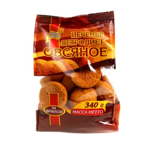 Петродиет Печенье на фруктозе, печенье, овсяное печенье, 340 г, 1 шт.