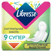 Libresse natural care супер прокладки, прокладки гигиенические, интенсивные выделения, 9 шт.