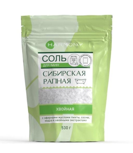 Harmony соль для ванн Сибирская рапная Хвойная, соль для ванн, 530 г, 1 шт.