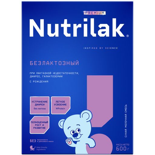 Nutrilak Premium Смесь молочная безлактозная, смесь молочная сухая, 600 г, 1 шт.