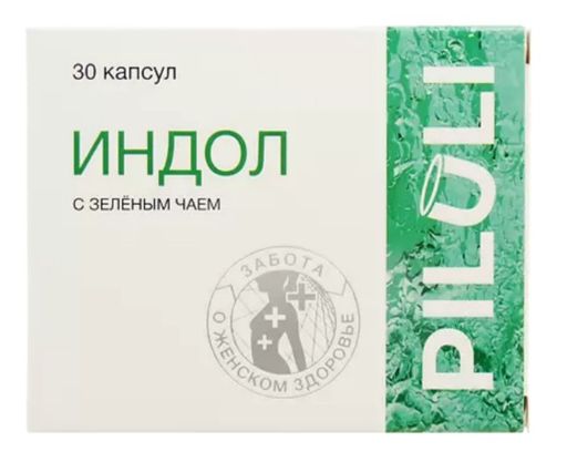 Piluli Индол с зеленым чаем, капсулы, нормализация женской репродуктивной системы и состояния молочной железы, 30 шт.