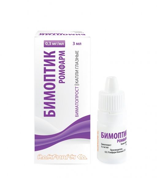 Бимоптик Ромфарм, 0,3 мг/мл, капли глазные, 3 мл, 1 шт.