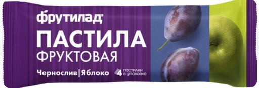 Фрутилад Пастила фруктовая, батончик, яблоко чернослив, 30 г, 1 шт.
